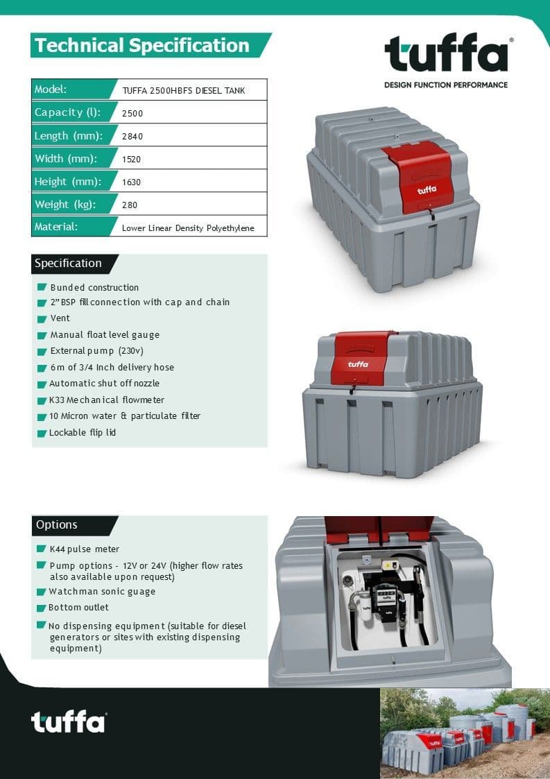 Tuffa 2500 Litre Bunded Diesel Tank