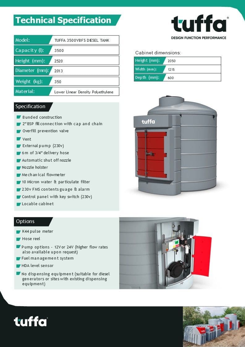 Tuffa 3500 Litre Plastic Bunded Diesel Tank