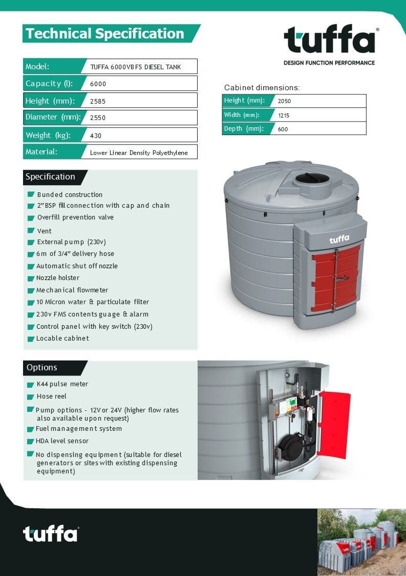 Tuffa 6000 Litre Plastic Bunded Diesel Tank
